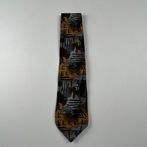 Vintage 1996 J. Garcia New York "Collection 14" Brown Grey 100% Silk Tie USA